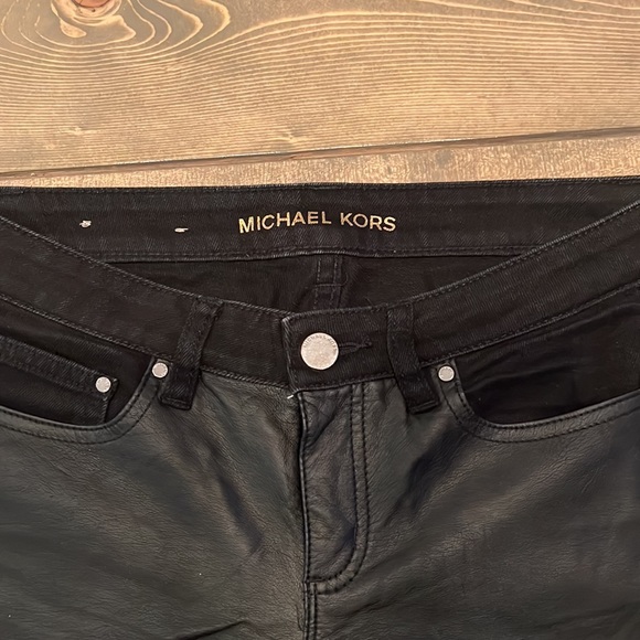 Michael By Michael Kors Black Denim with Leather Paneling on the front. - Picture 3 of 3